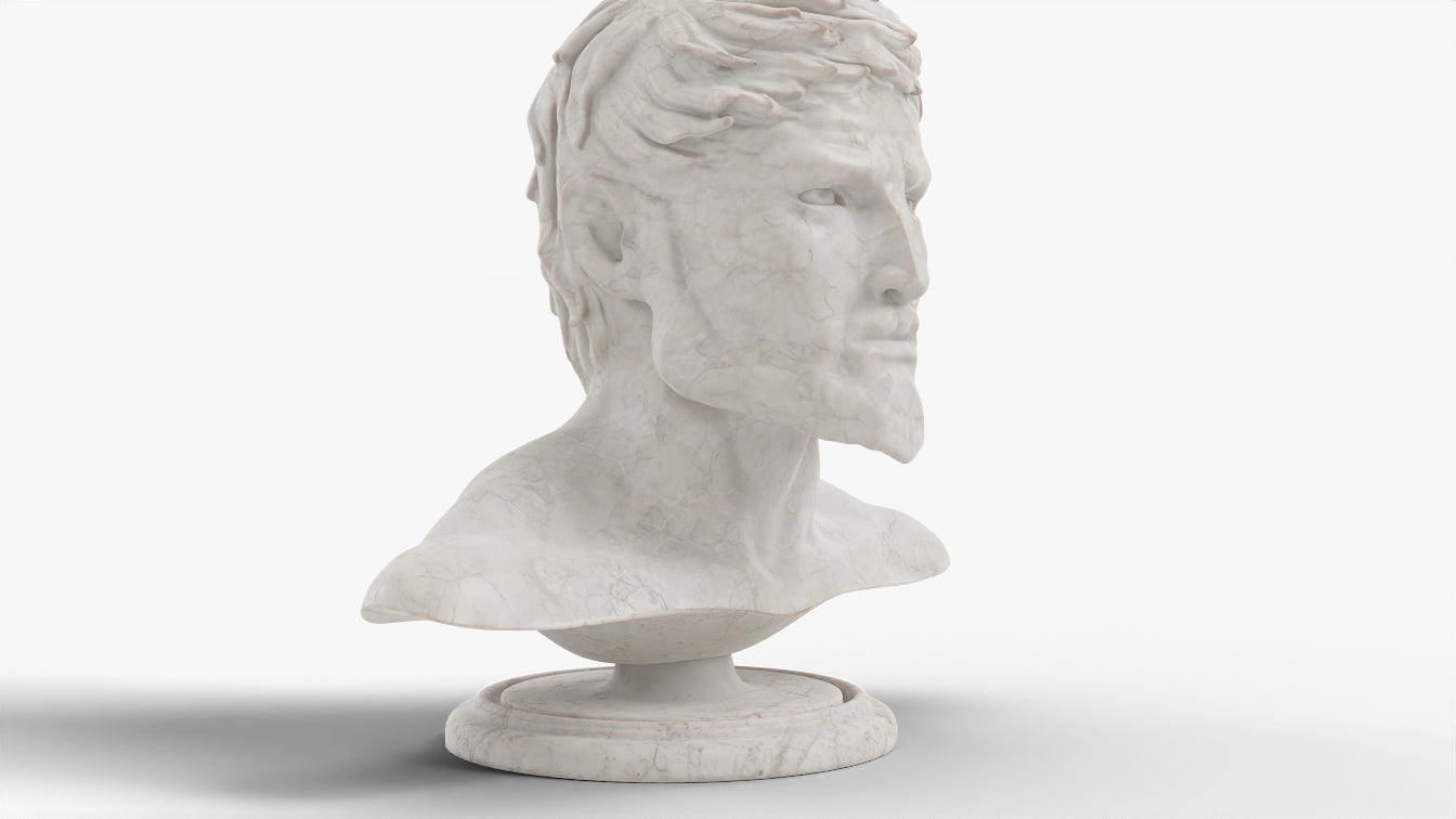 Bust of a bearded man 3d model for Blender and OBJ with PBR textures and low polycount