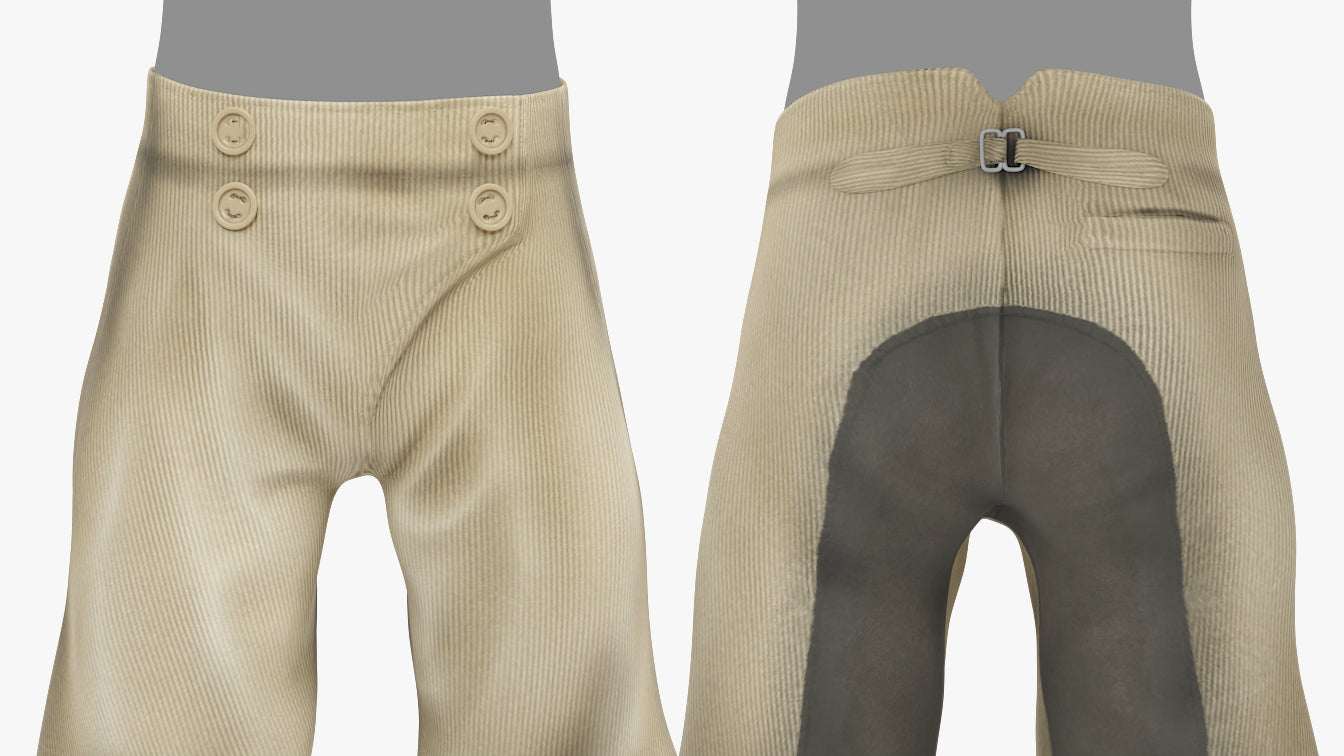 Corduroy pants low poly 3d model for Blender and OBJ with PBR textures