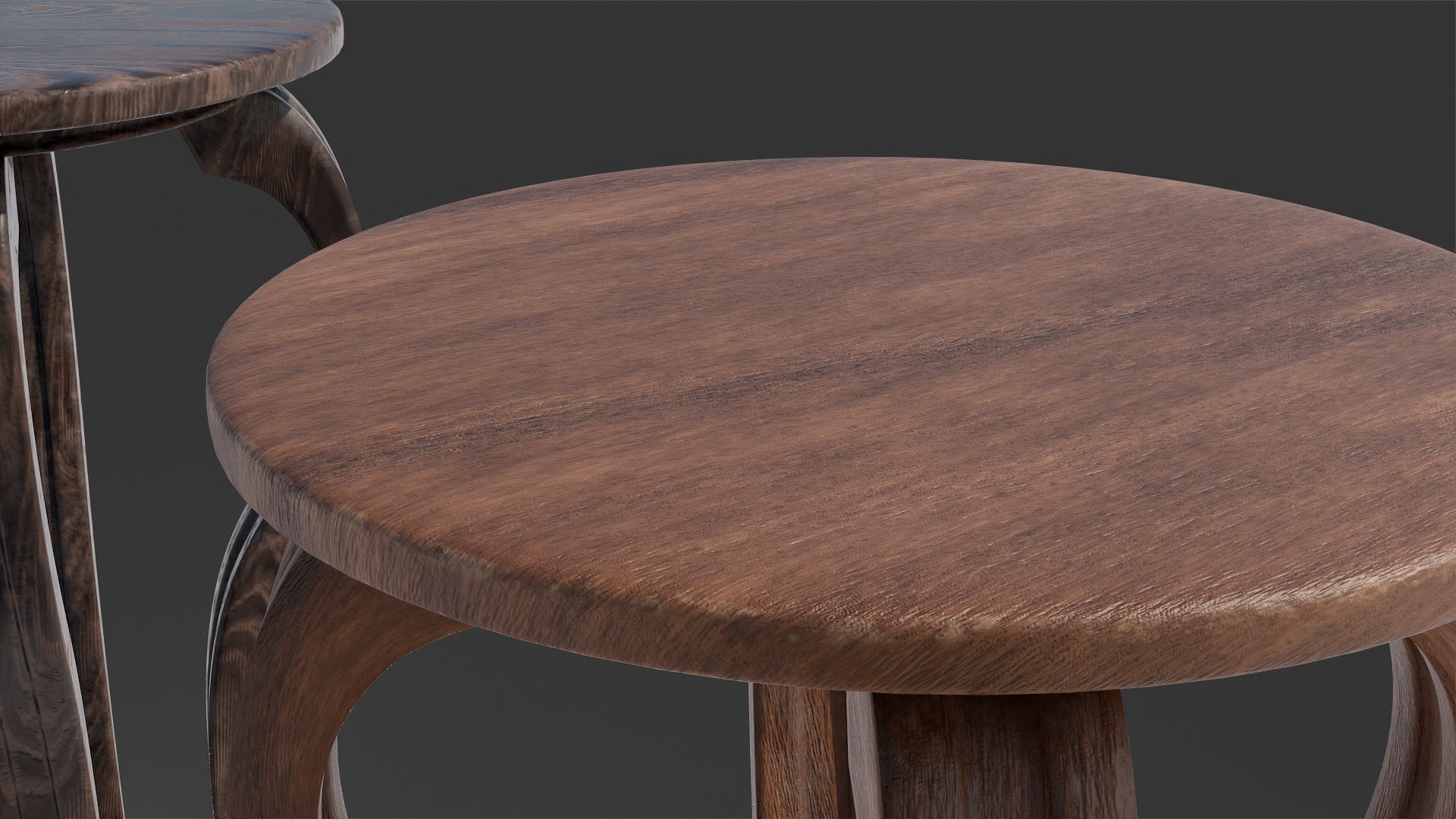 Edwardian style side table in four woods 3d model Blender and OBJ with low polycount and PBR textures