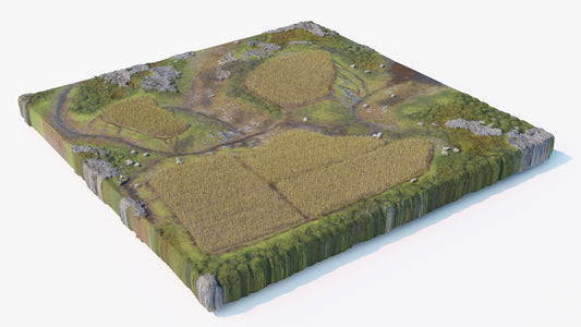 Farmland barley field terrain 3d model for Blender and OBJ with PBR textures