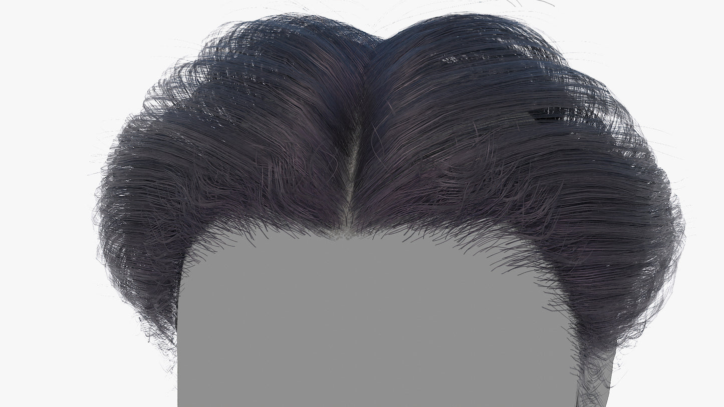 Real-time 3D hair mesh cards gibson braid bun for Blender and OBJ with PBR textures