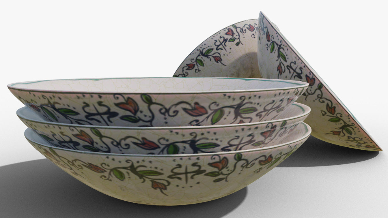 antique porcelain bowl basin medieval 3d model blender obj