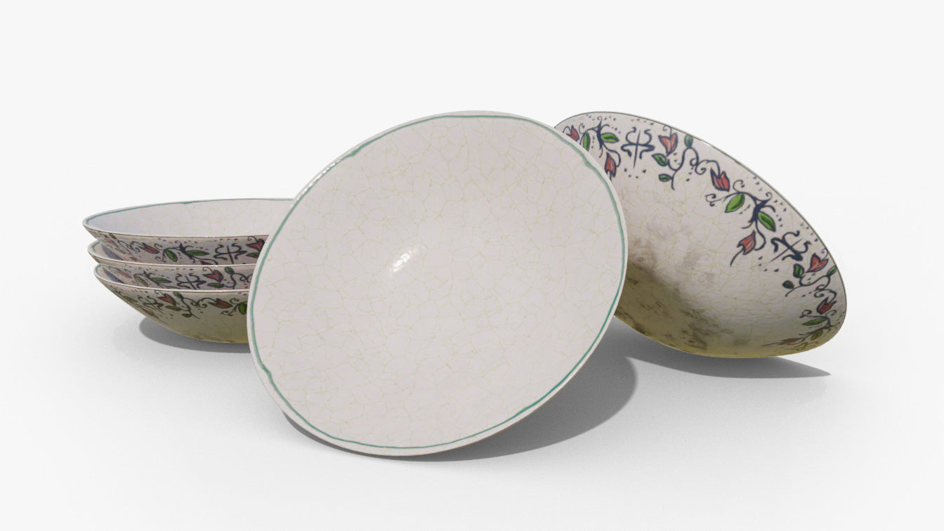 antique porcelain bowl basin medieval 3d model blender obj