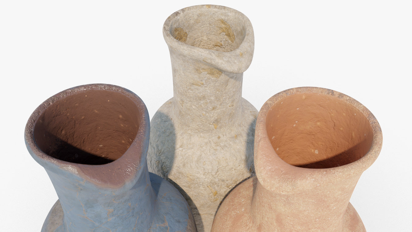 ancient medieval water jugs clay plaster 3d model Blender OBJ PBR
