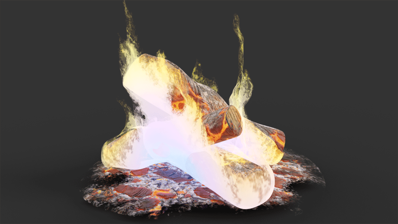 campfire burning logs animated 3d model blender obj