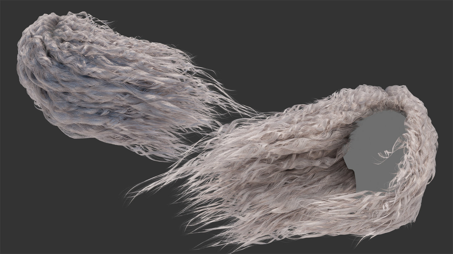 Medium curly hair animated with cloth dynamics mesh cards 3d model for Blender and OBJ with PBR textures