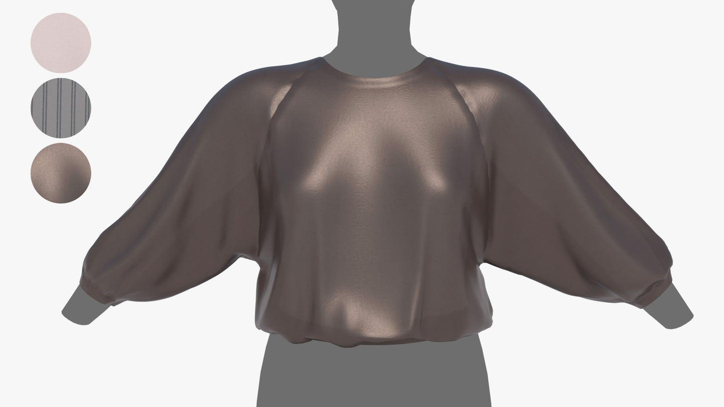 Elegant business woman satin shirt 3d model for Blender and OBJ, daz3d, unity, unreal, low-poly PBR game asset