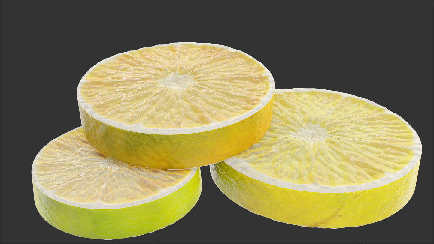 Japanese mikan mandarin slices scan 3d model for blender and obj with PBR textures