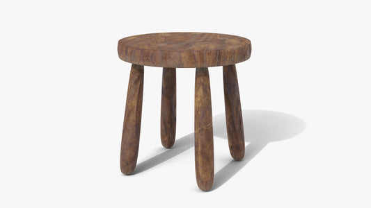 wooden stool handmade medieval 3d model Blender OBJ PBR