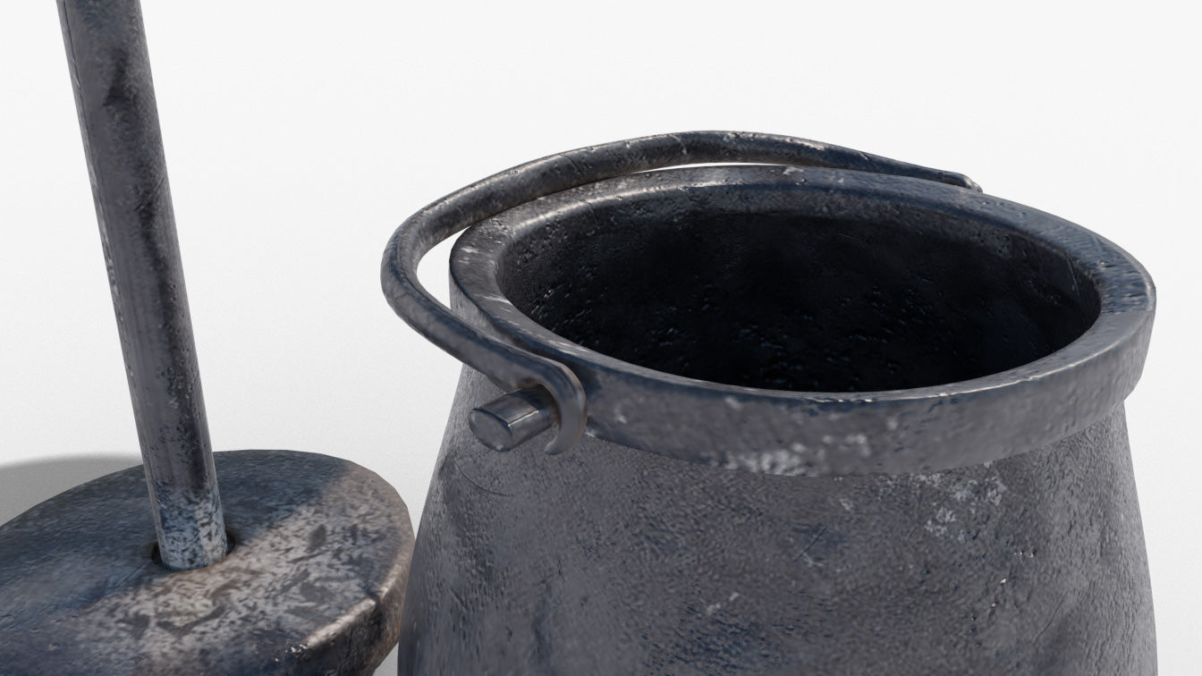 medieval iron cauldrons 3d model blender obj