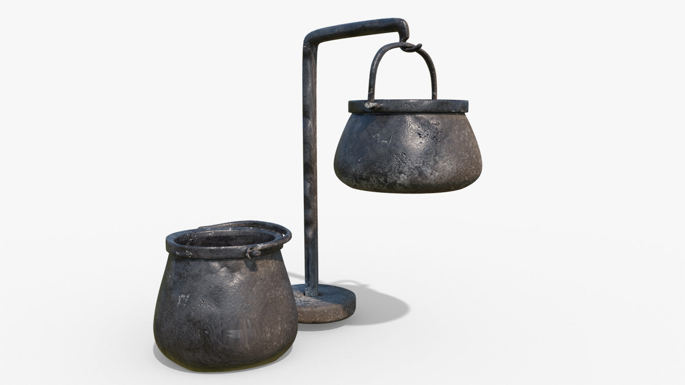 medieval iron cauldrons 3d model blender obj