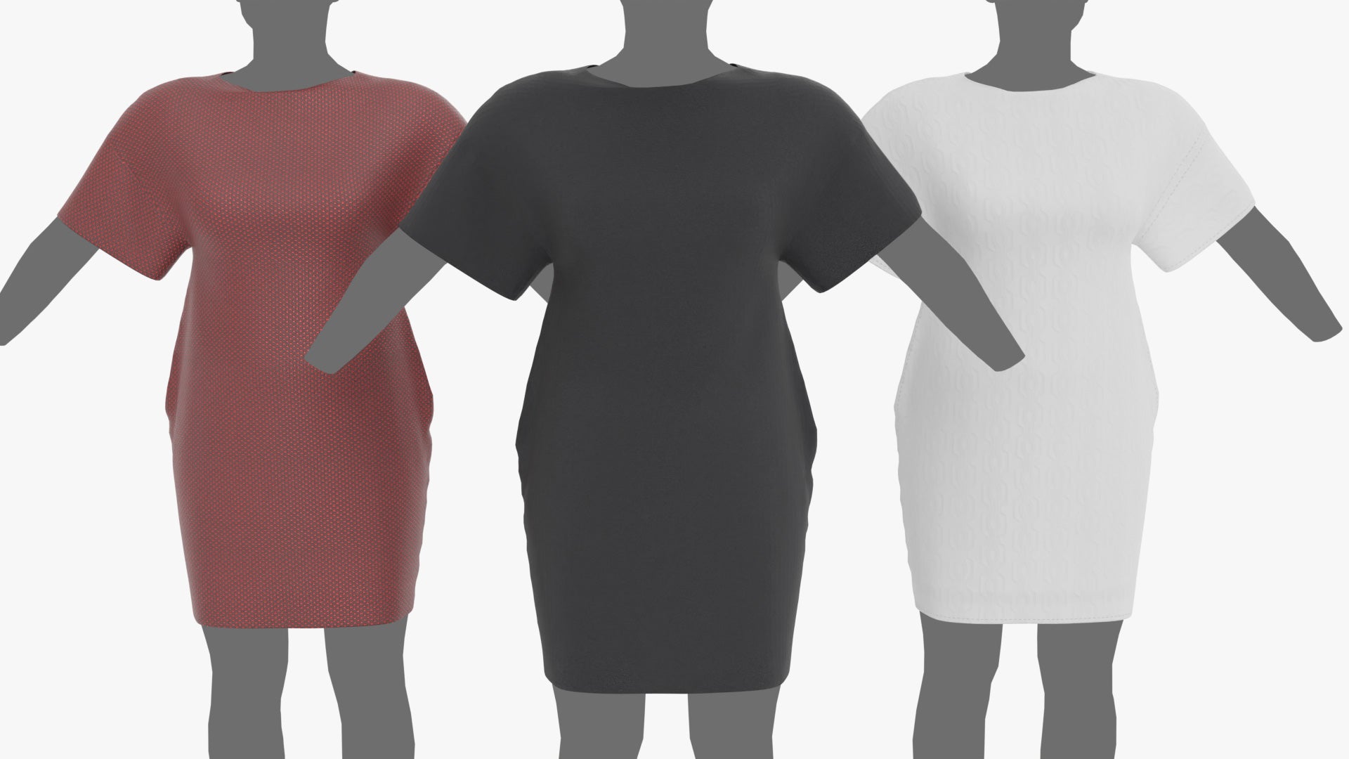 Elegant woman dress red, black, white, 3d model for Blender and OBJ, daz3d, unity, unreal, low-poly PBR game asset