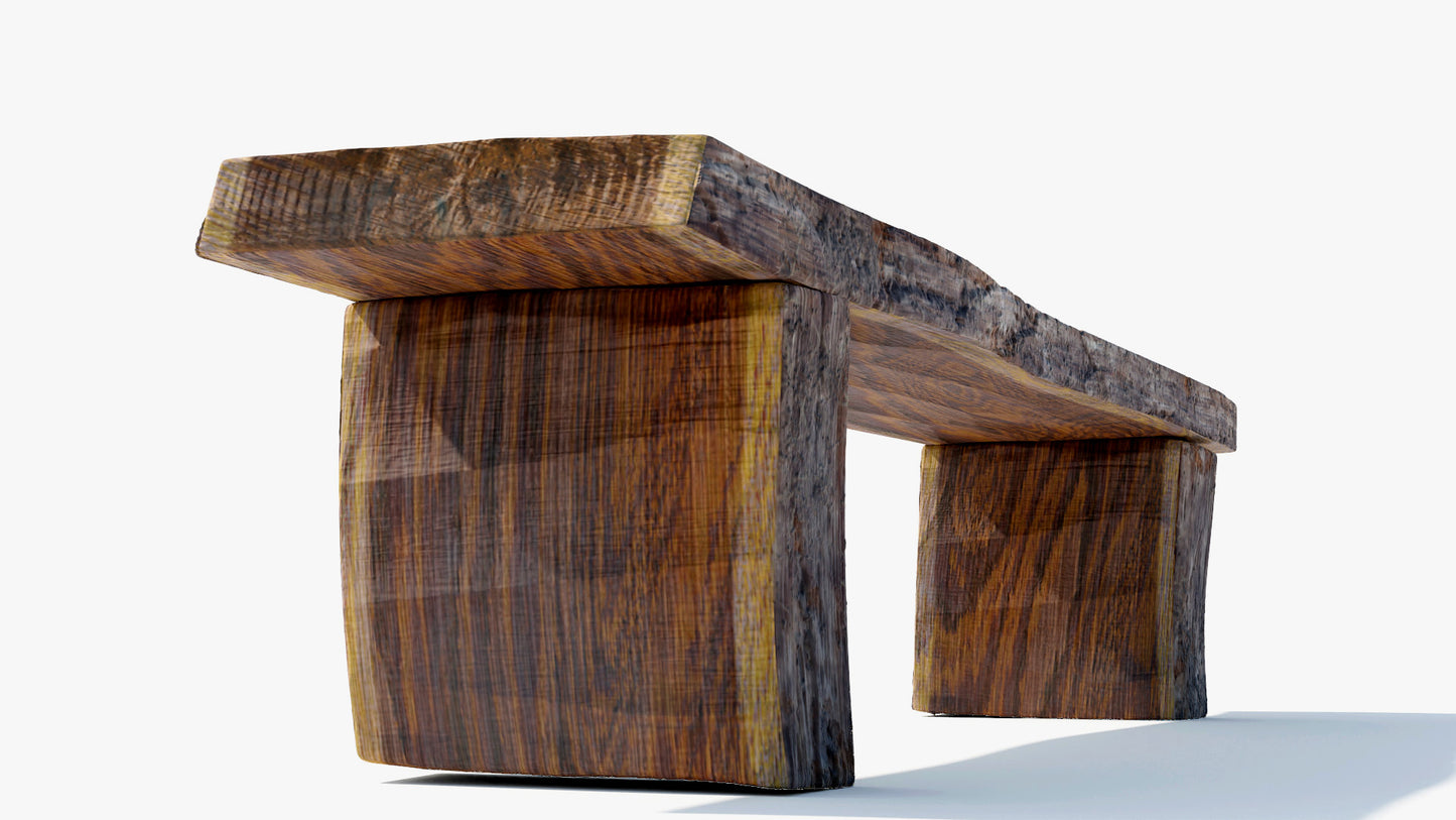 log bench tree section handmade 3d model blender OBJ PBR textures