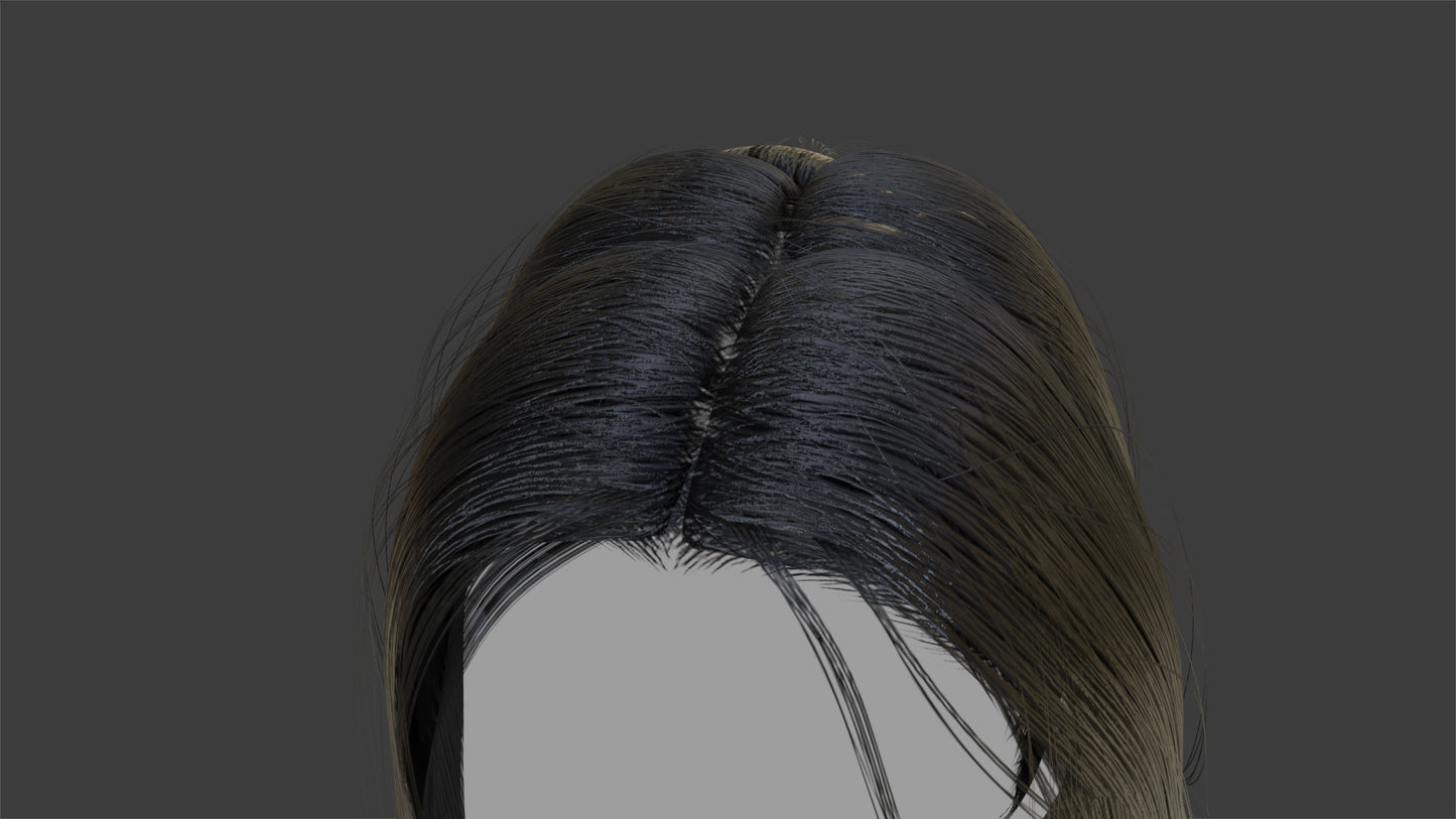 Long Hair Half Over Shoulder | Mesh Cards |