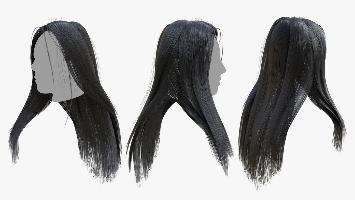 Long Hair Half Over Shoulder | Mesh Cards |