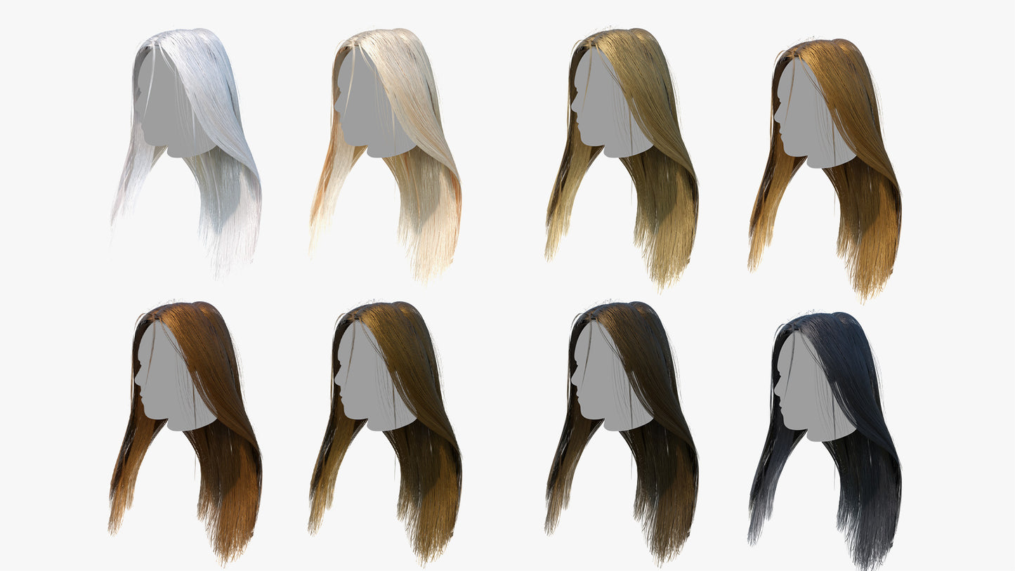 Long Hair Half Over Shoulder | Mesh Cards |