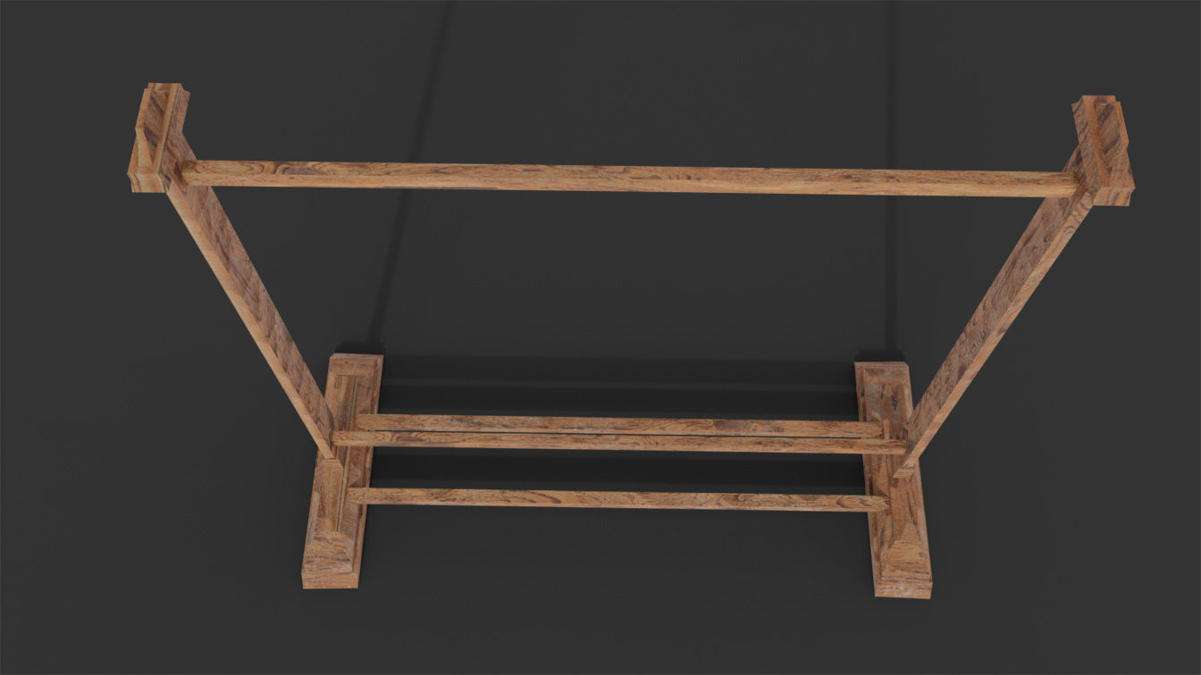 medieval clothes rack wood 3d model Blender OBJ PBR