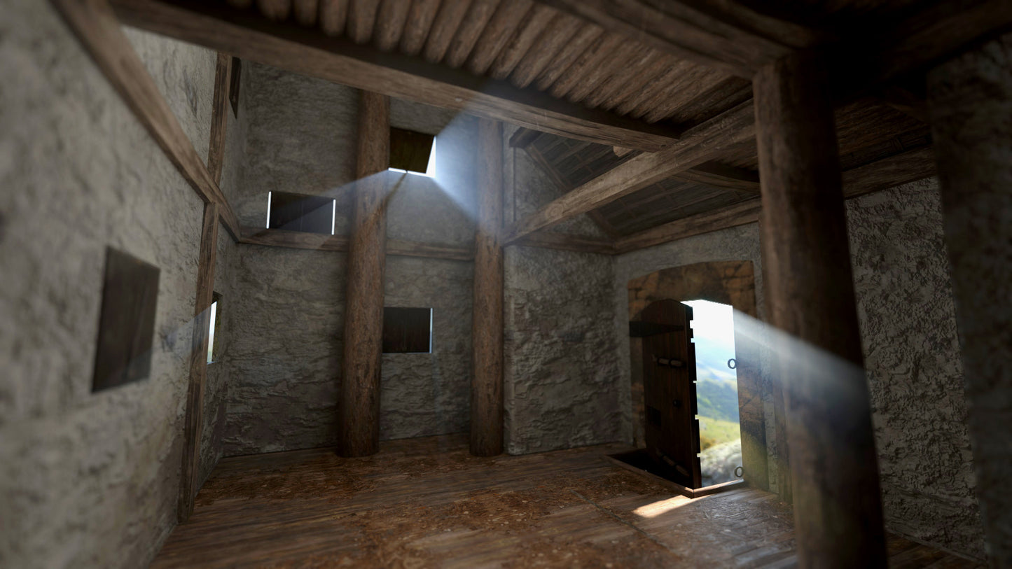 Medieval House 3D model for Blender and OBJ with PBR textures and lowpoly