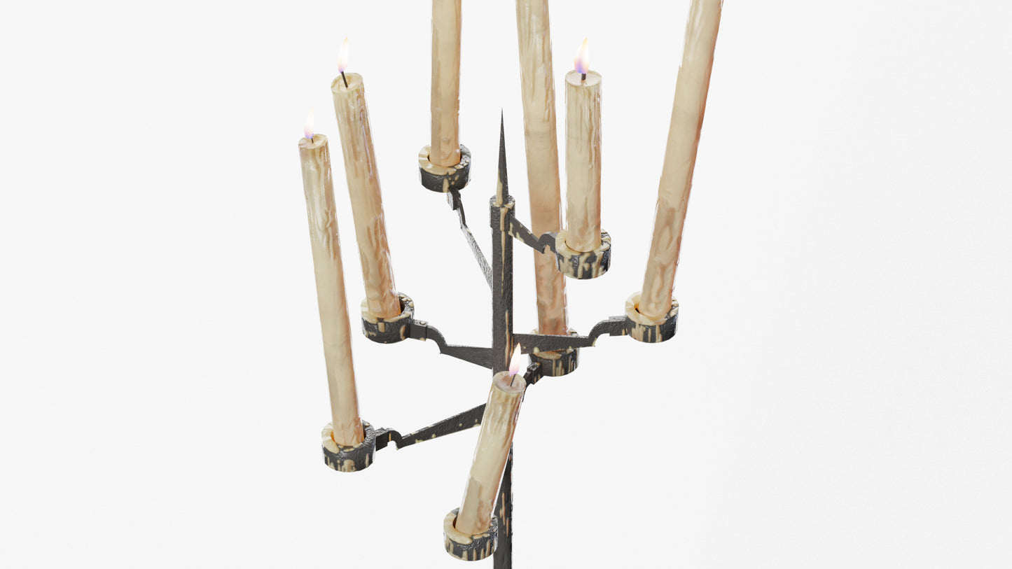 iron candlestick melted medieval 3d model blender obj
