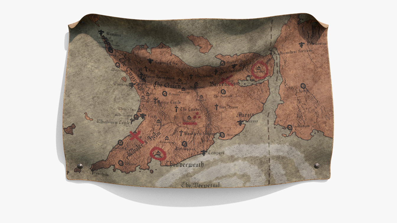leather map nailed to the wall medieval antique 3d model blender obj