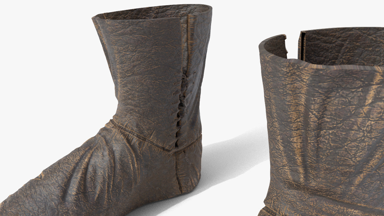 medieval peasant boots leather 3d model Blender OBJ PBR
