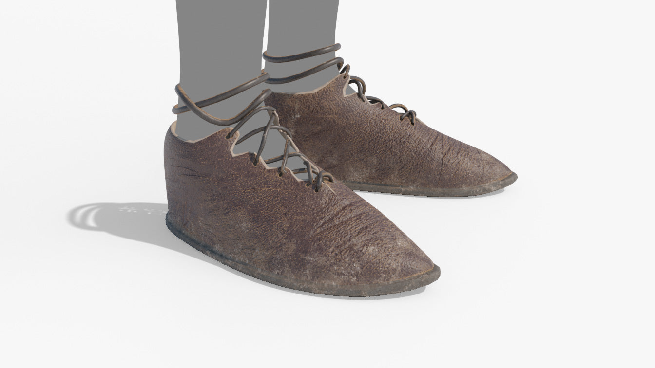 Medieval peasant shoes 3d model for blender and obj with PBR textures