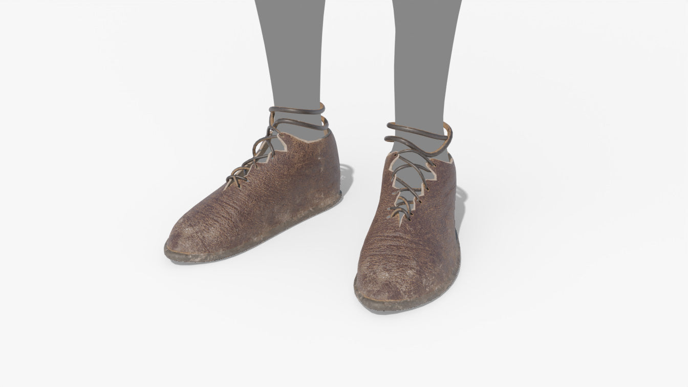 Medieval peasant shoes 3d model for blender and obj with PBR textures