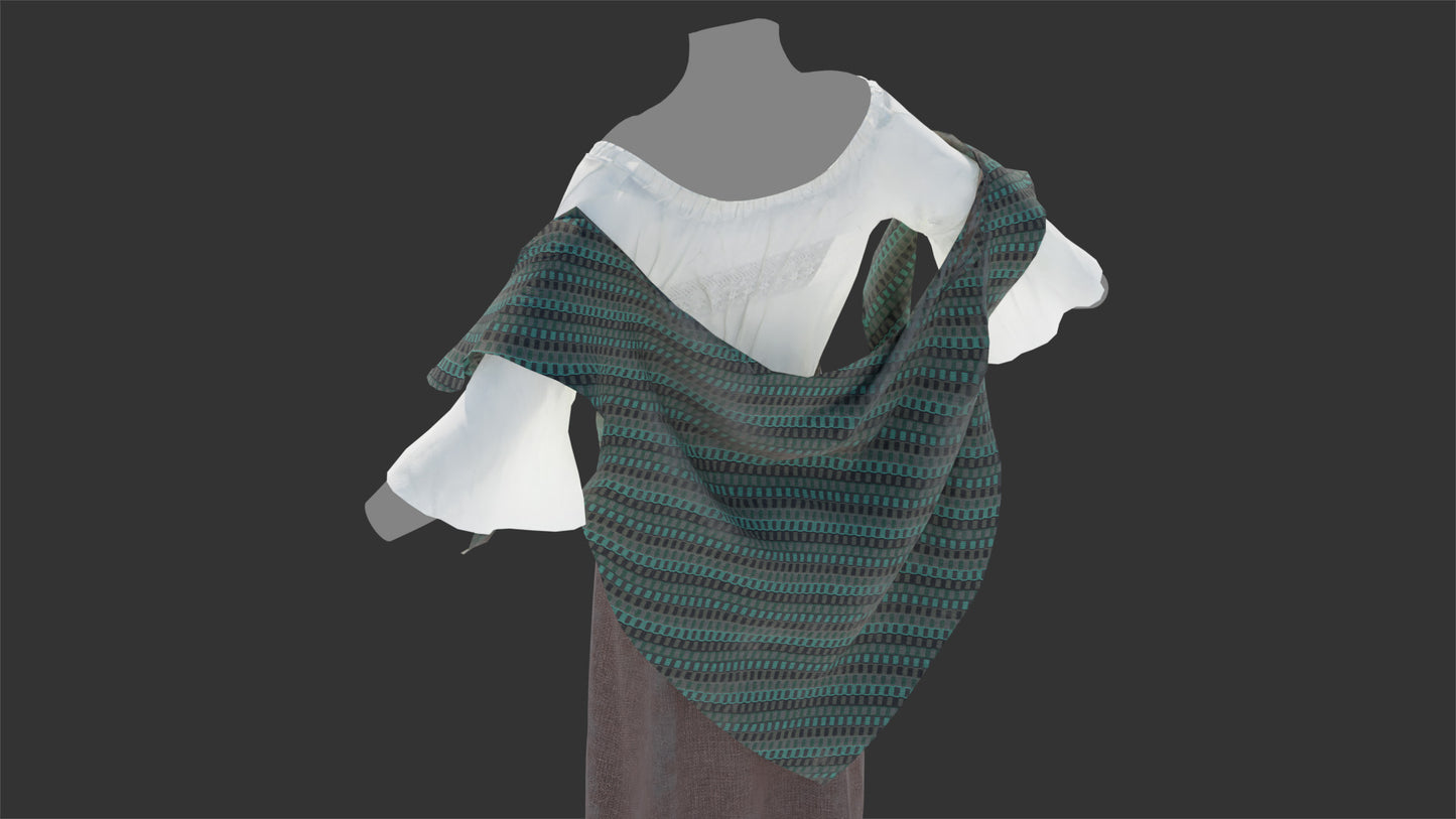 Medieval peasant waterer clothes for female 3d model for Blender and OBJ with lowpoly and PBR textures