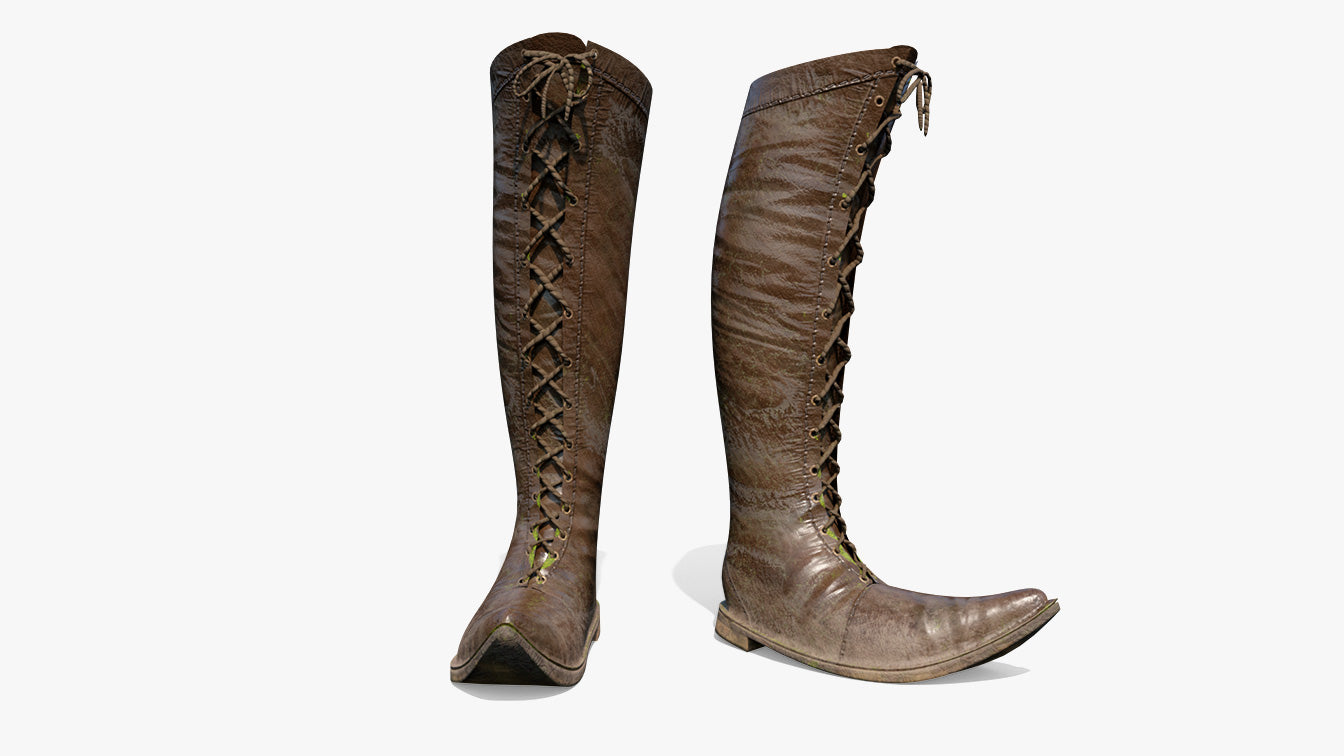 Medieval boots pointy tip 3d model blender obj leather