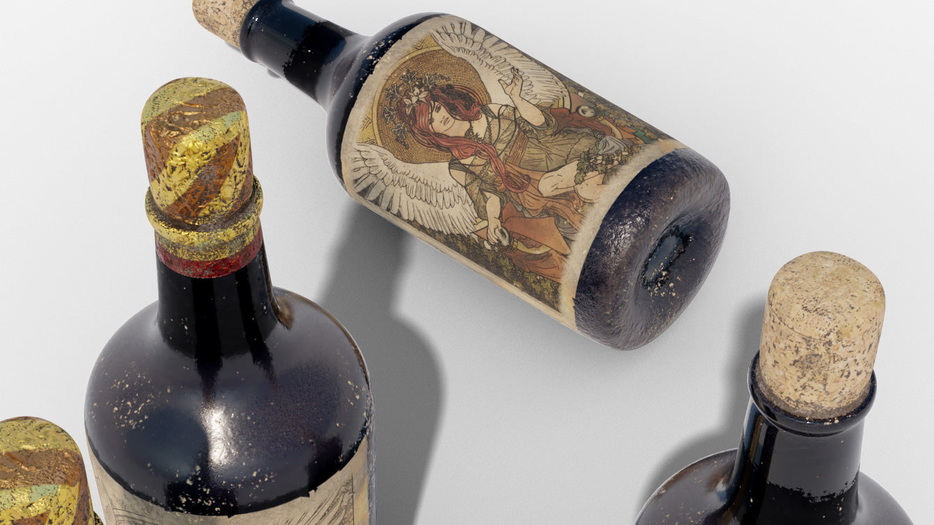 old bottle of wine fantasy 3d model blender obj