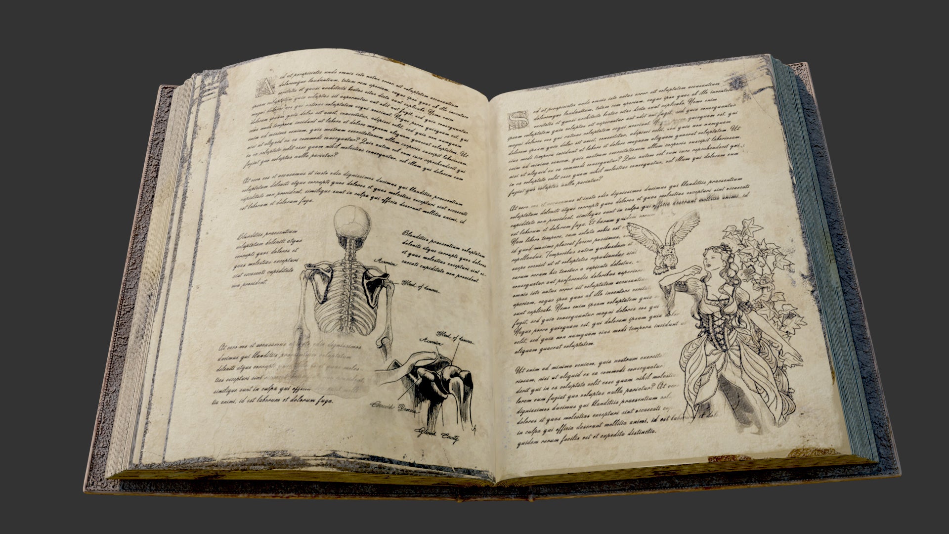 old medieval book magic 3d model blender obj