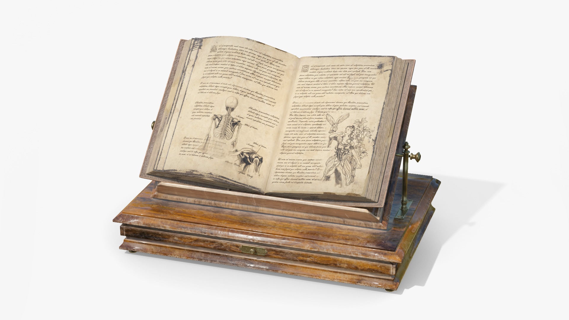old medieval book in bookrest 3d model blender obj