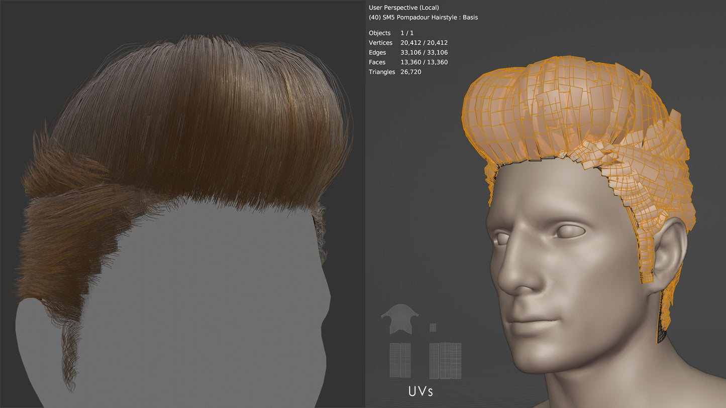 Pompadour Hairstyle | Mesh Cards |