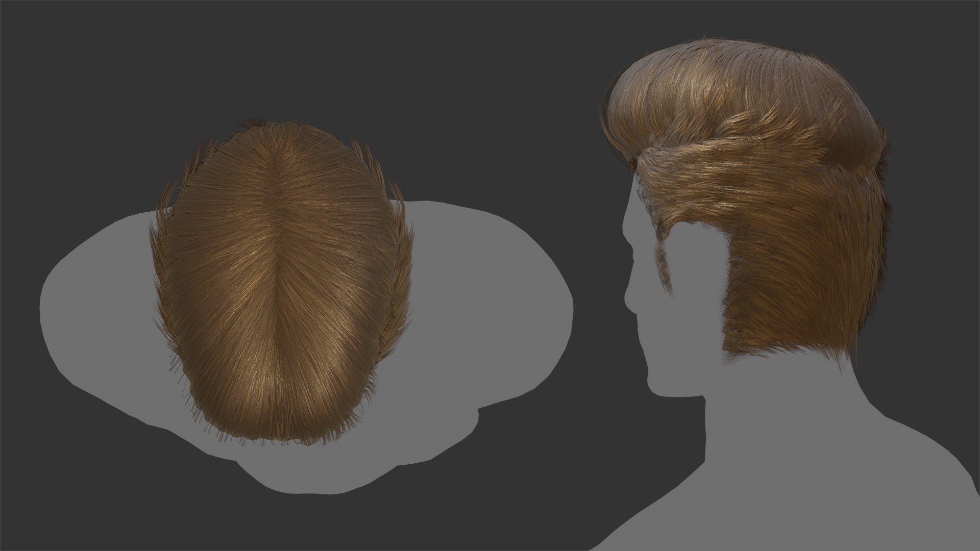 pompadour hair mesh cards 3d model for Blender and OBJ with PBR textures