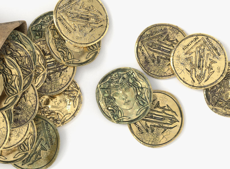 pouch gold coins leather medieval fantasy 3d model blender obj