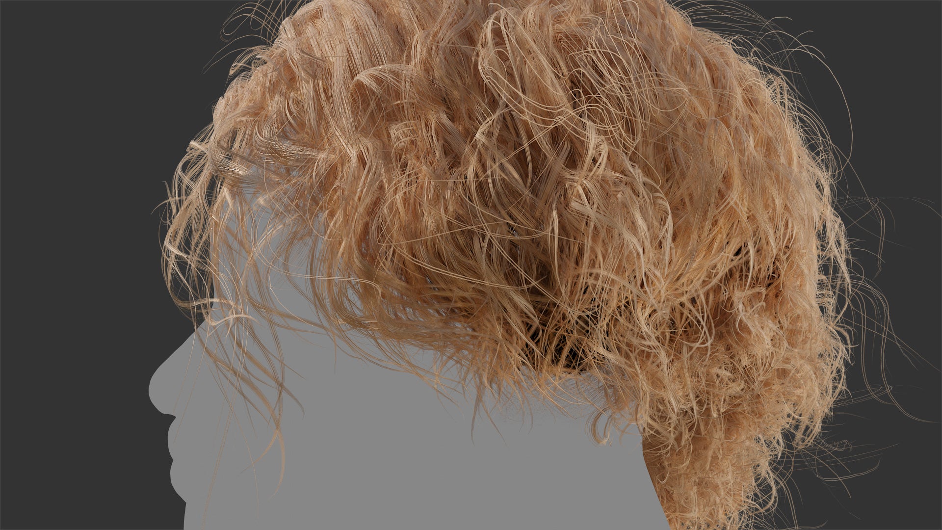Real-time 3D hair mesh cards short wavy curls for Blender and OBJ with PBR textures