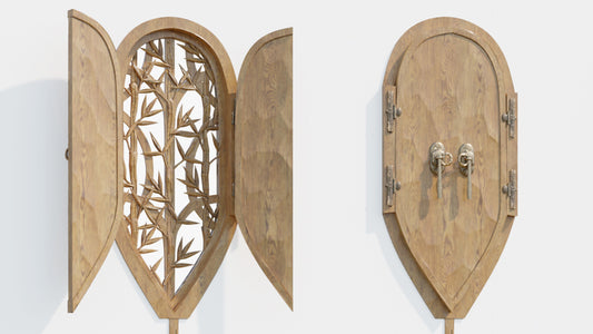 medieval window organic lattice bambu leaves 3d model blender obj