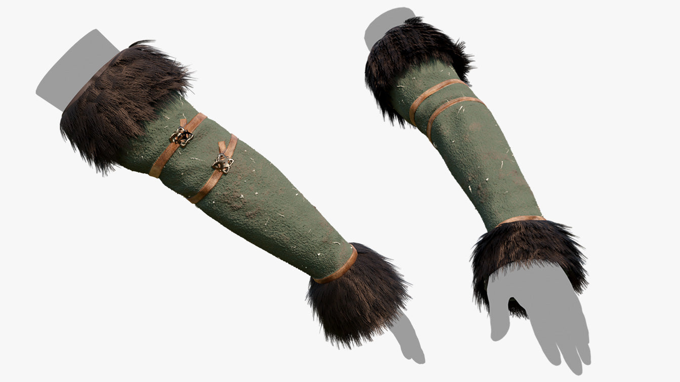 medieval fur sleeves bethany hawke 3d model blender obj PBR