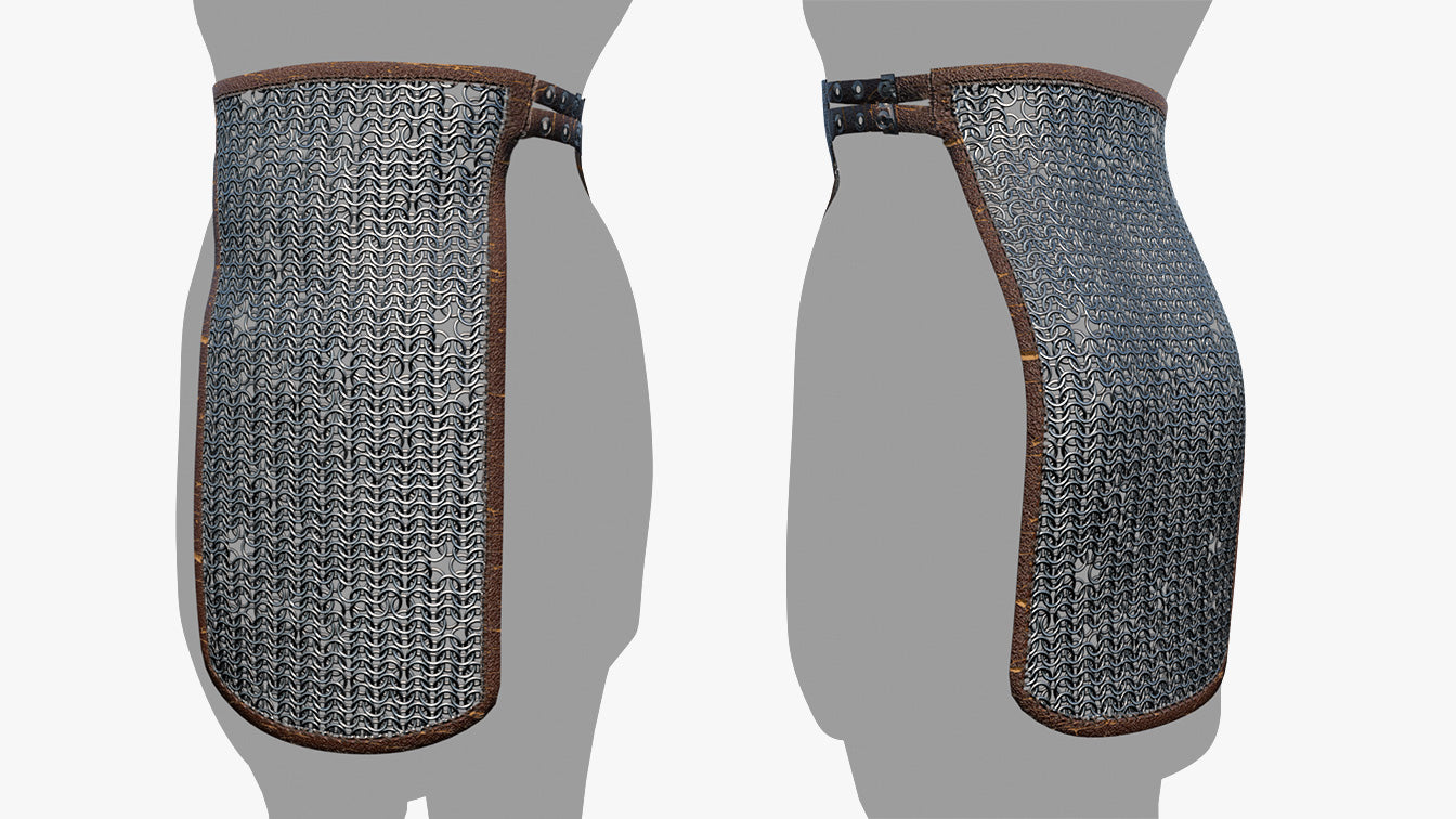 Medieval skirt chainmail light armor 3d model for characters. Format Blender and OBJ