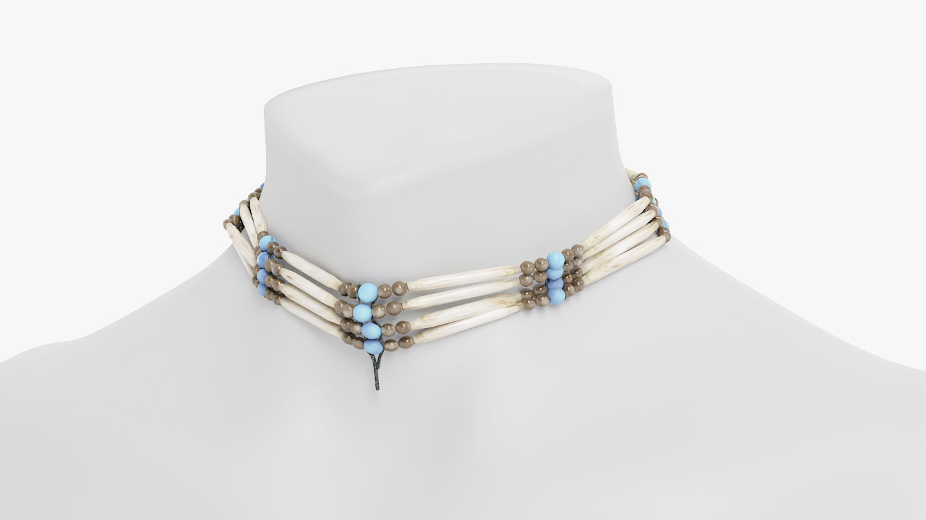 Native American style necklace low-poly 3D model for Blender and OBJ with PBR textures 