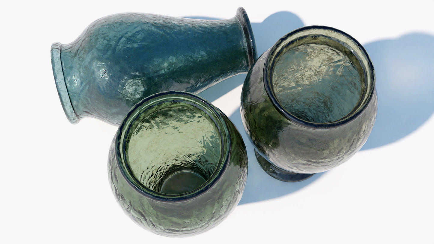 Ancient glass 3d model for Blender and OBJ with low polycount and PBR textures