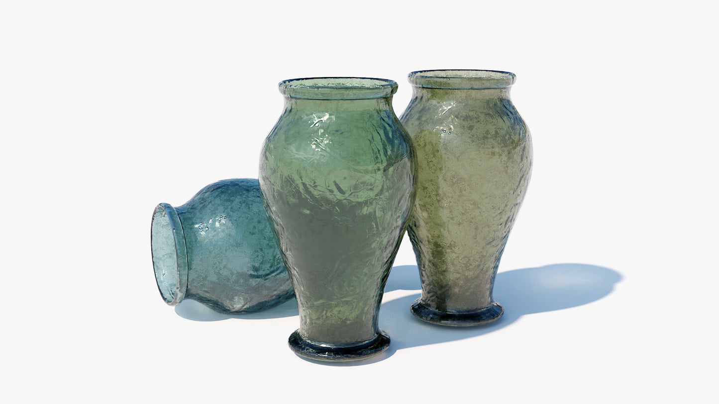 Ancient glass 3d model for Blender and OBJ with low polycount and PBR textures