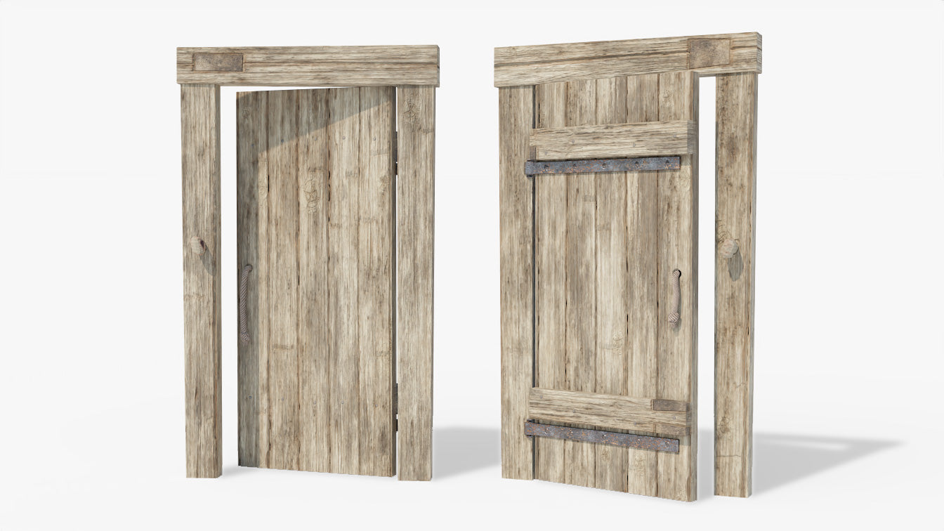 Medieval door 3d model for blender and obj with PBR textures