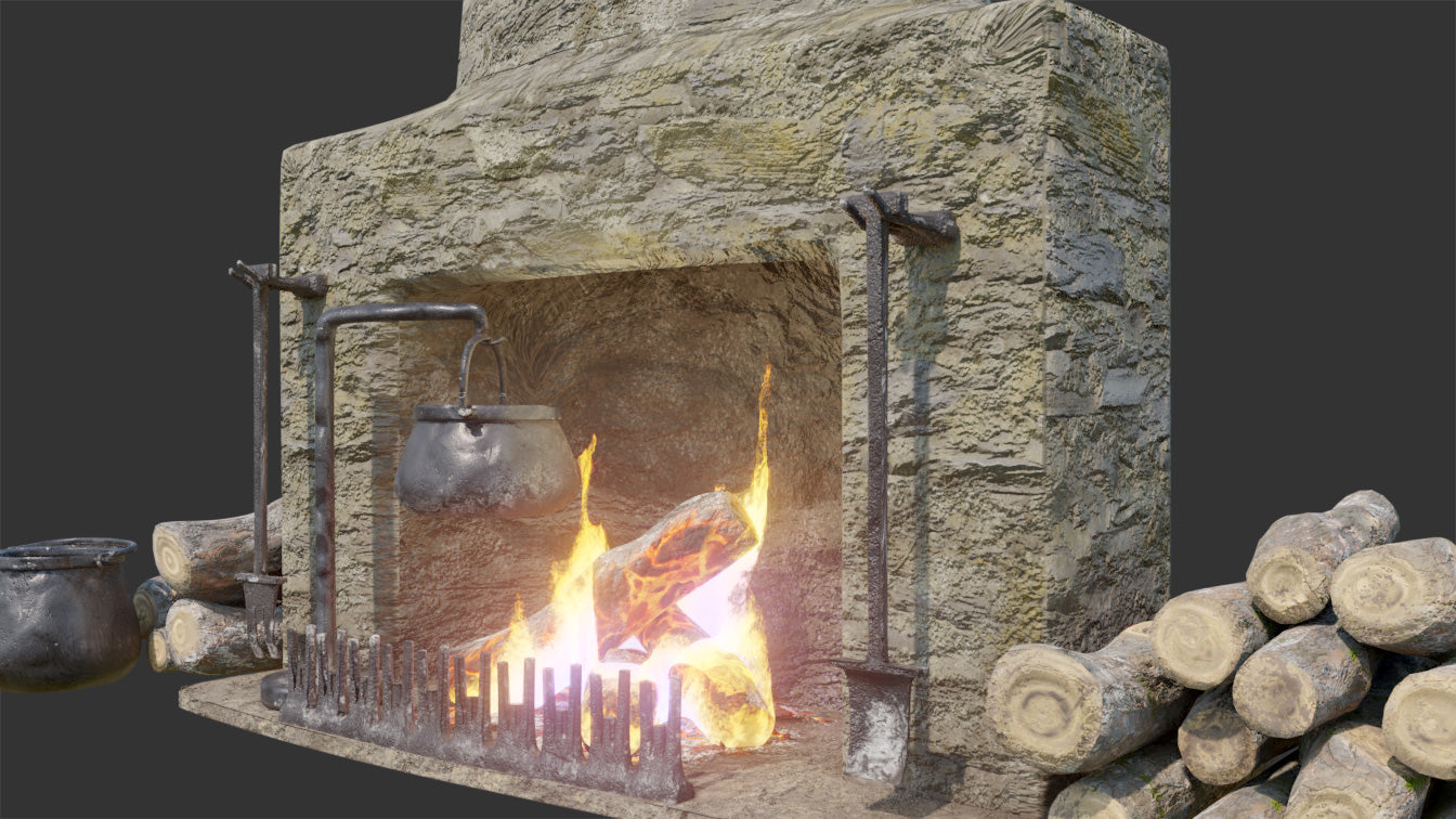 Medieval Stone Fireplace Full Set