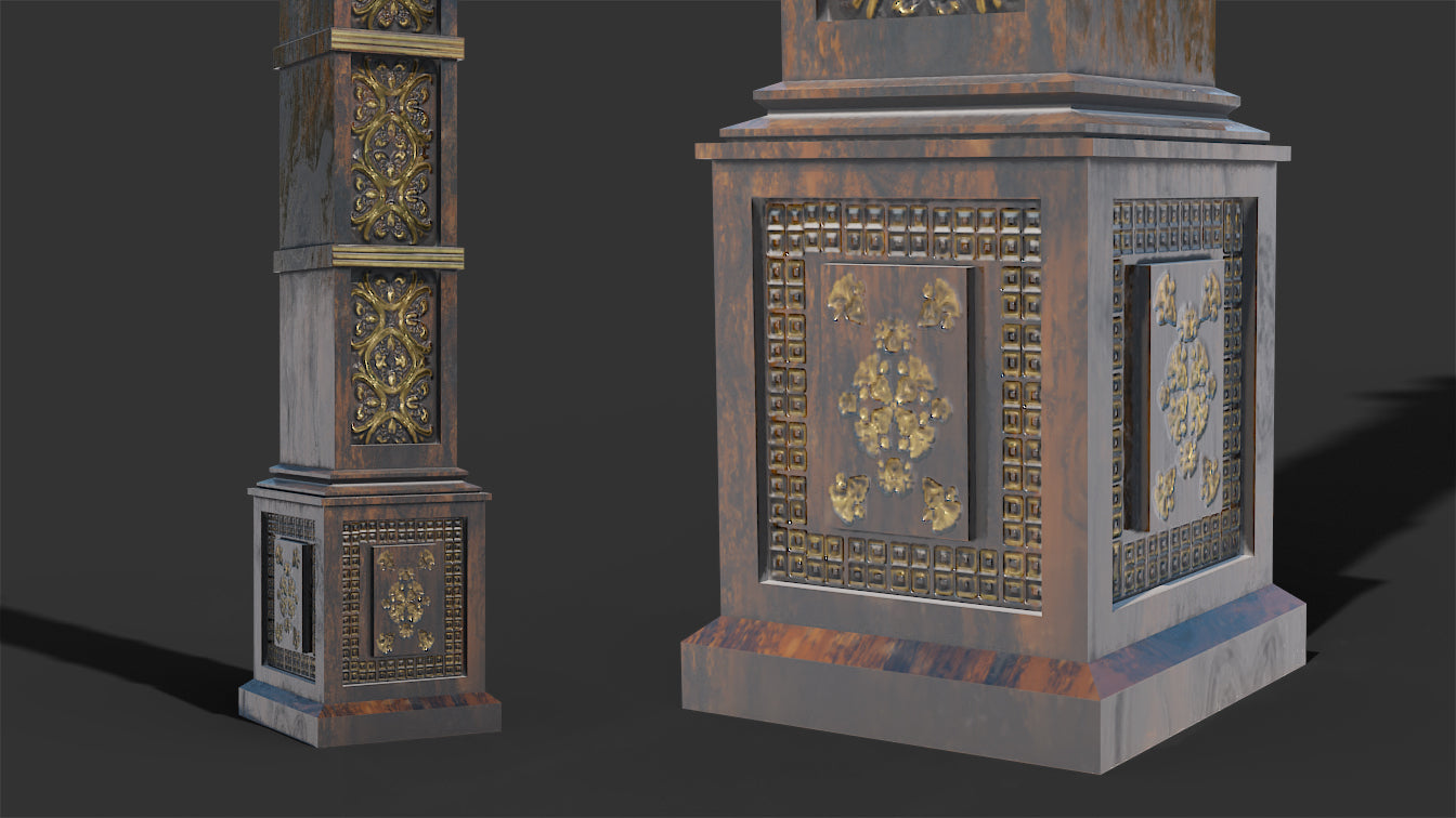 Victorian Gothic Carved Square Column