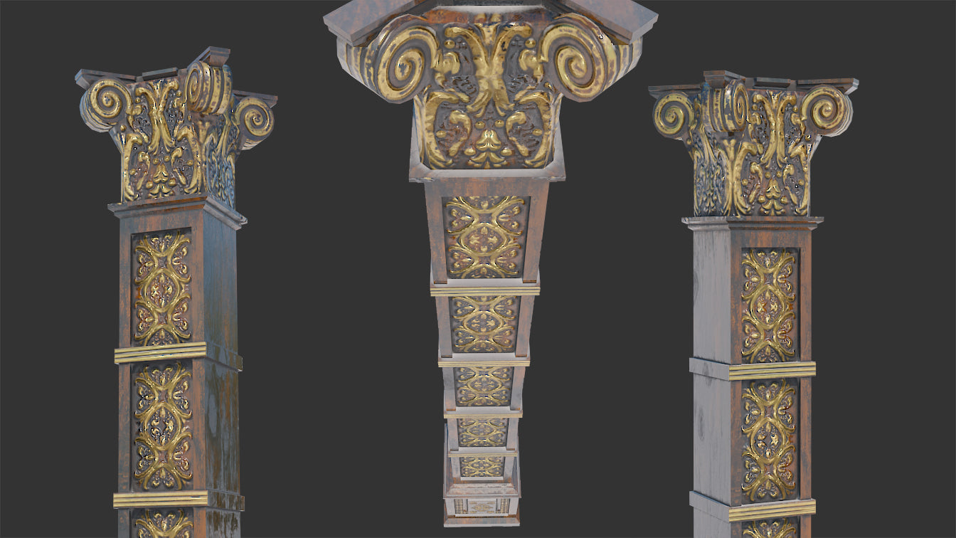 Victorian Gothic Carved Square Column
