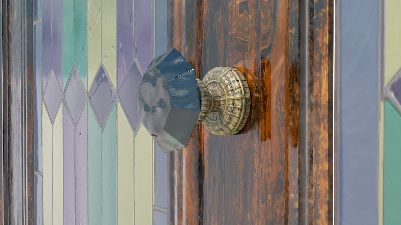 Victorian gothic glass door knob 3d model for Blender and obj with low polycount and PBR textures