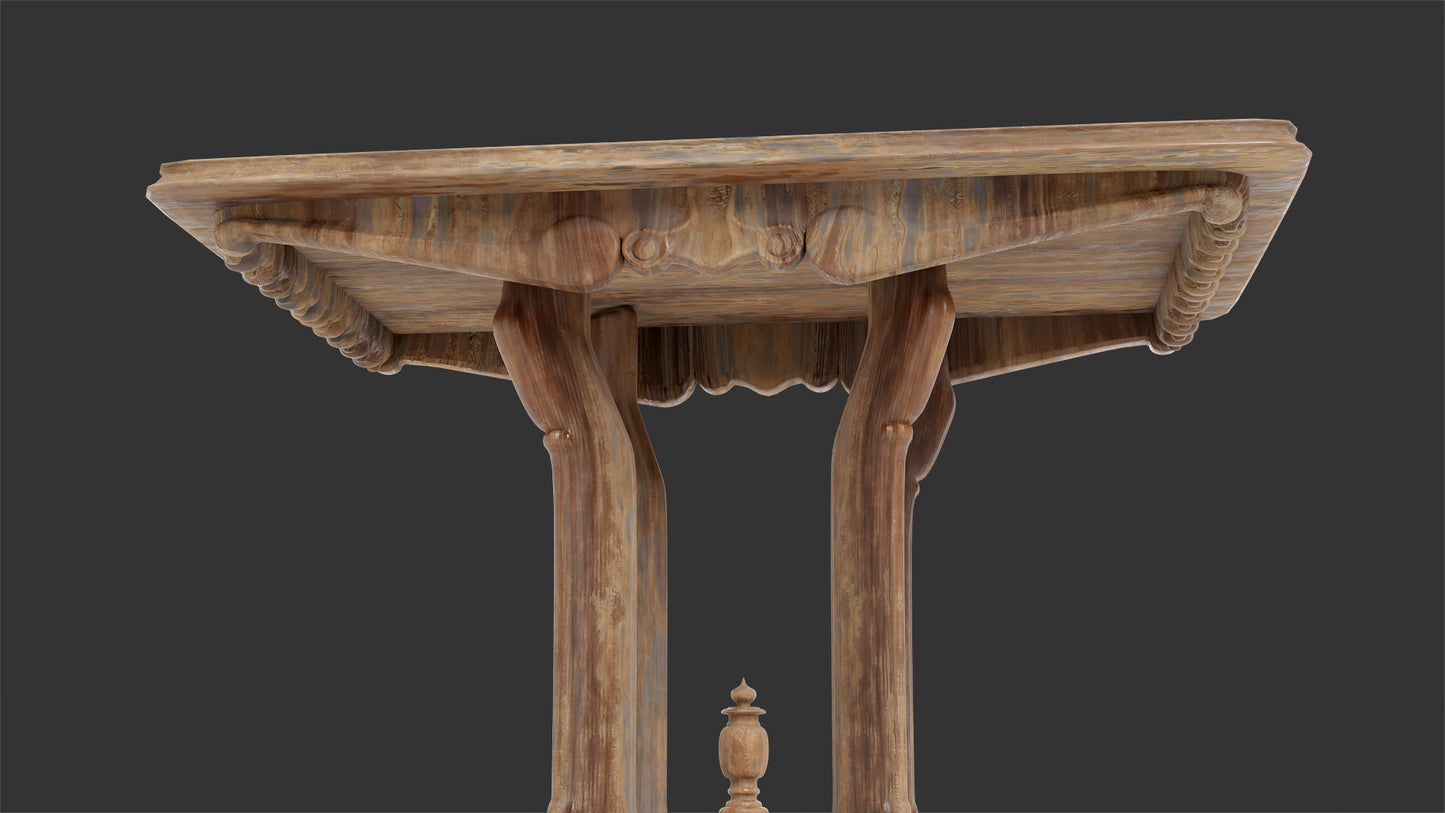 Victorian style side table 3d model for Blender and OBJ with low polycount and PBR textures