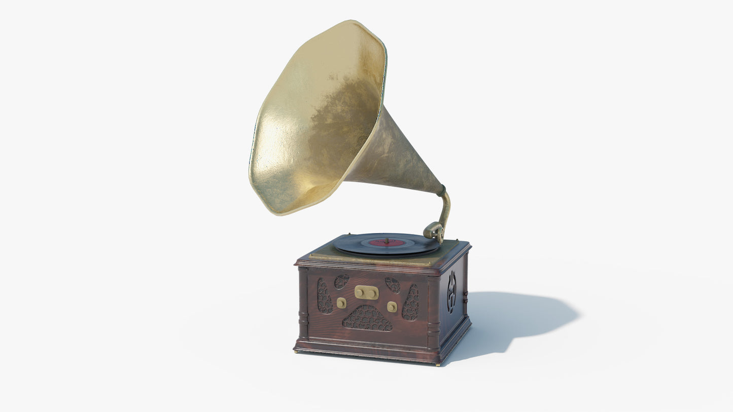 Victorian turntable 3d model for Blender and OBJ with low polycount and PBR textures