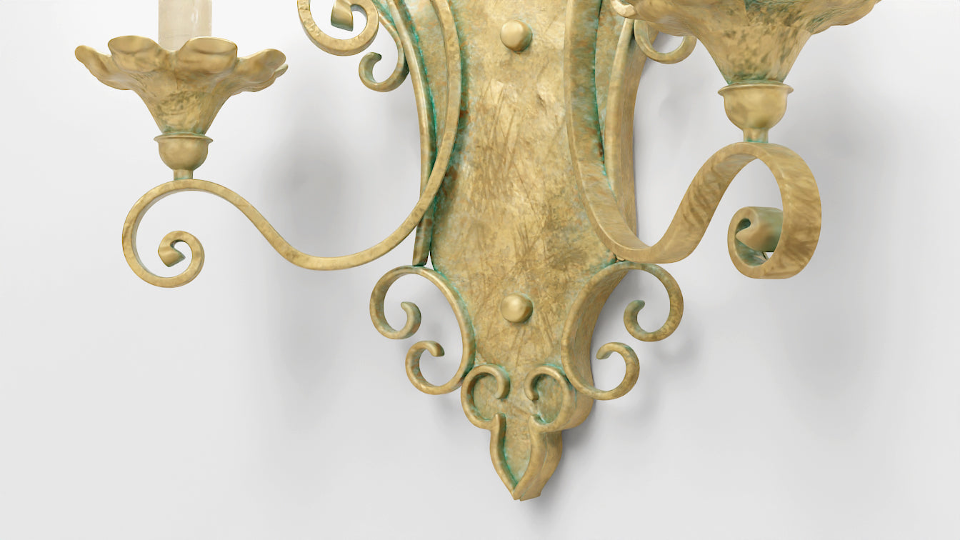 Victorian wall lamp 3d model for Blender and OBJ with low polycount and PBR textures